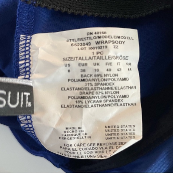 New! Miraclesuit Rock Solid Blue Wrapsody One Piece Swimsuit 20510 - Picture 10 of 13